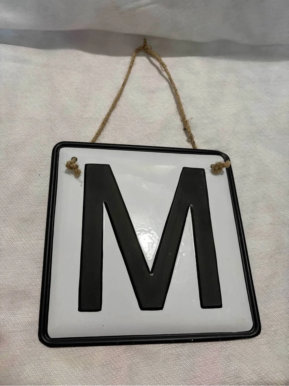Black and White 'M' Hanging Wall Sign